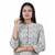 Women's White Coloured Green Floral Cotton Jaipuri Printed Kurti with Chinese Collar