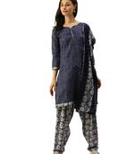 Blue printed cotton salwar
