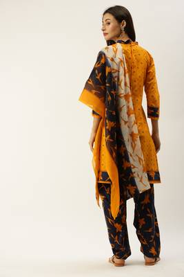 Yellow printed cotton salwar 2