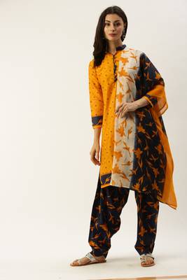Yellow printed cotton salwar 4
