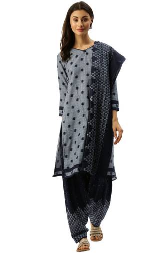 Grey printed cotton salwar