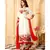 White Embroidered Faux Georgette Semi Stitched Anarkali Salwar With Dupatta