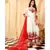 White Embroidered Faux Georgette Semi Stitched Anarkali Salwar With Dupatta
