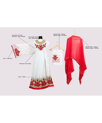 White Embroidered Faux Georgette Semi Stitched Anarkali Salwar With Dupatta 3