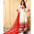 White Embroidered Faux Georgette Semi Stitched Anarkali Salwar With Dupatta