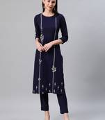 Blue printed rayon kurtas-and-kurtis