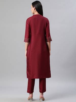 Maroon printed art silk kurtas-and-kurtis 3