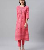 Pink printed rayon kurtas-and-kurtis