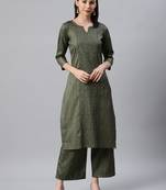 Green printed art silk kurtas-and-kurtis