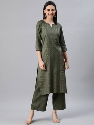 Green printed art silk kurtas-and-kurtis 5
