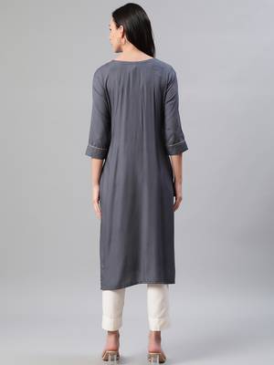 Grey printed rayon kurtas-and-kurtis 3
