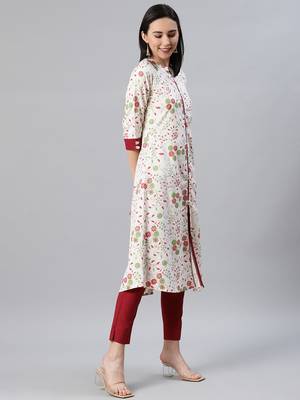 Cream printed rayon kurtas-and-kurtis 2