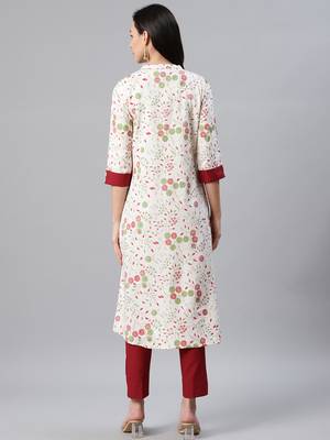Cream printed rayon kurtas-and-kurtis 3