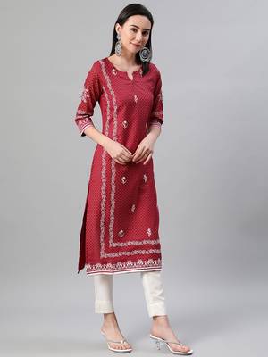 Red printed rayon kurtas-and-kurtis 2