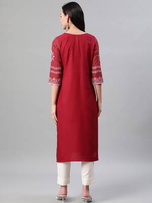 Red printed rayon kurtas-and-kurtis 3