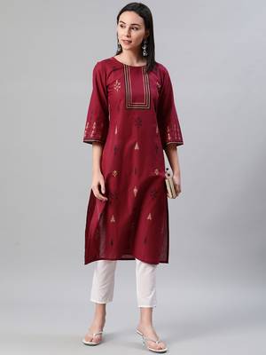 Red printed cotton kurtas-and-kurtis 1