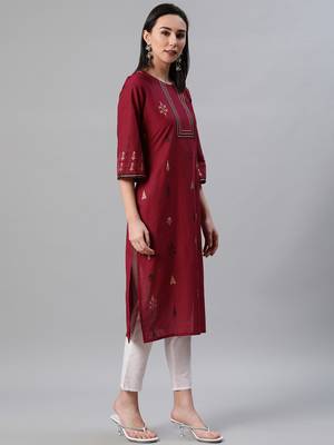 Red printed cotton kurtas-and-kurtis 2