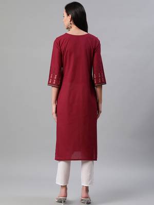 Red printed cotton kurtas-and-kurtis 3