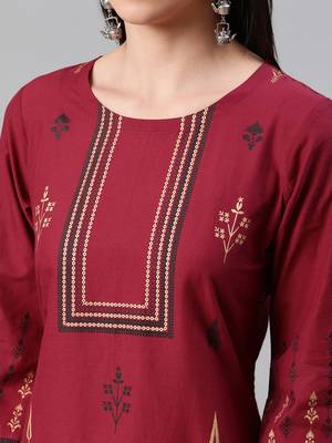 Red printed cotton kurtas-and-kurtis 4