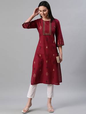 Red printed cotton kurtas-and-kurtis 5