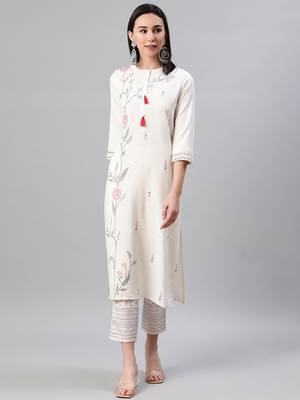 Cream printed rayon kurtas-and-kurtis 1