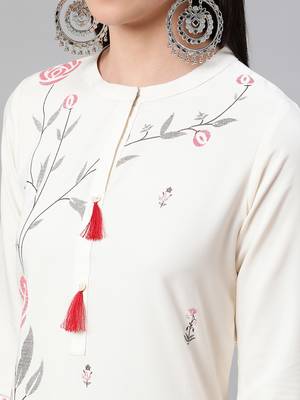 Cream printed rayon kurtas-and-kurtis 4