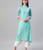 Blue printed rayon kurtas-and-kurtis