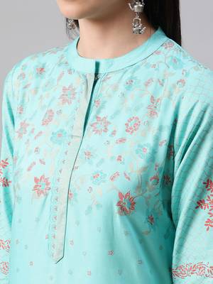Blue printed rayon kurtas-and-kurtis 4