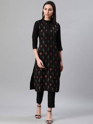 Black printed rayon kurtas-and-kurtis 1