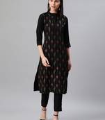 Black printed rayon kurtas-and-kurtis