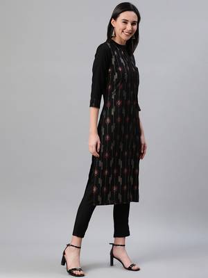 Black printed rayon kurtas-and-kurtis 2