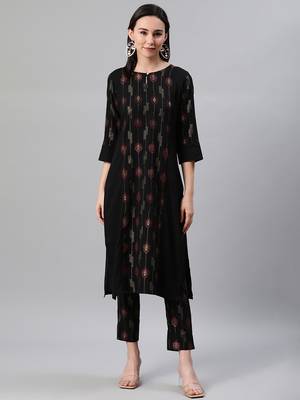 Black printed rayon kurtas-and-kurtis 1