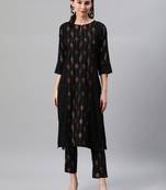 Black printed rayon kurtas-and-kurtis