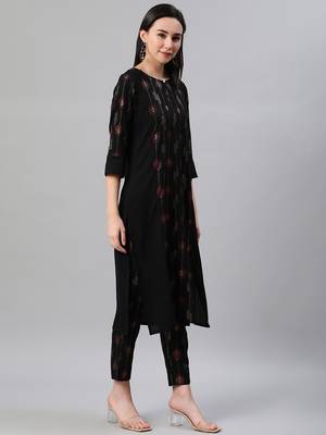 Black printed rayon kurtas-and-kurtis 2