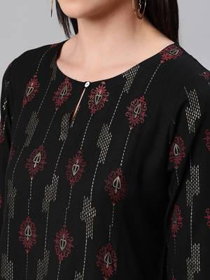 Black printed rayon kurtas-and-kurtis 4