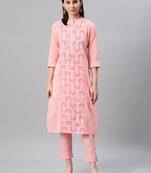 Pink printed cotton kurtas-and-kurtis