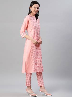 Pink printed cotton kurtas-and-kurtis 2