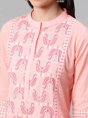 Pink printed cotton kurtas-and-kurtis 4
