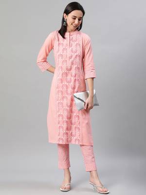 Pink printed cotton kurtas-and-kurtis 5