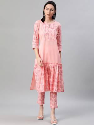 Pink printed cotton kurtas-and-kurtis 1
