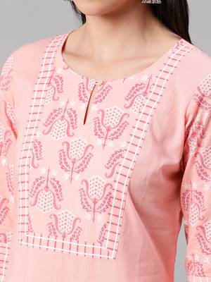 Pink printed cotton kurtas-and-kurtis 4
