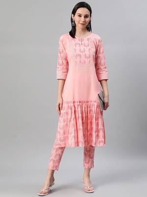 Pink printed cotton kurtas-and-kurtis 5