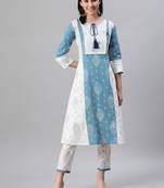 White printed cotton kurtas-and-kurtis