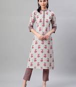 Grey printed rayon kurtas-and-kurtis