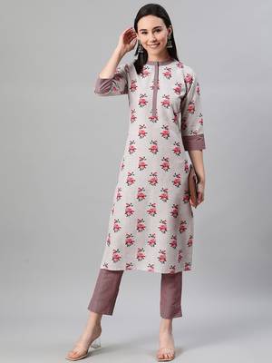 Grey printed rayon kurtas-and-kurtis 5