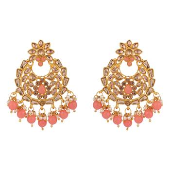 Gold & Baby Pink Kadi fitting half bridal choker necklace 3