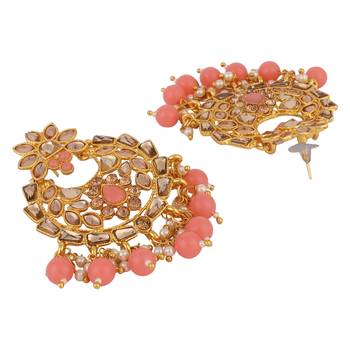 Gold & Baby Pink Kadi fitting half bridal choker necklace 4