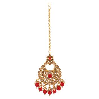 Gold & Red Kadi fitting half bridal choker necklace 2