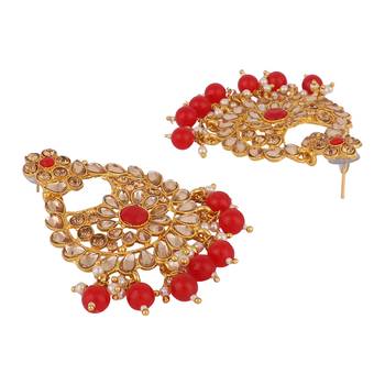 Gold & Red Kadi fitting half bridal choker necklace 3