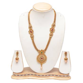 Wedding golden long necklace set Multicolour 1